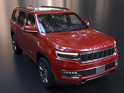 Red Modern SUV Car With Sleek Front Grille LED Headlights And Alloy Wheels 3d model