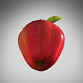 Fresh Red Apple With Green Leaf And Water Droplets On Surface 3d model