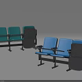 Modern Theater Seats In Teal And Blue With Armrests And Folding Trays