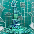 Broken Mirror Pieces On Green Tiled Background With Love You Text And Blue Green Decorations