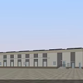 Industrial Factory Building With Modern Design Long Structure Multiple Loading Docks And Flat Roof 3d model