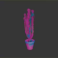 Green Cactus Plant Planted in Light Colored Pot on Gray Background