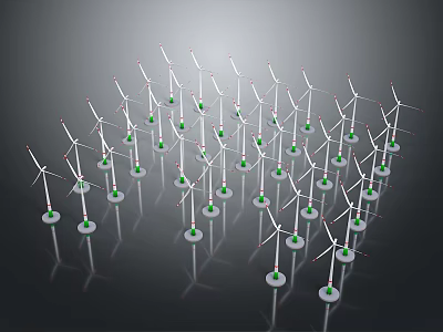 Public Facility Featuring Wind Turbines Arranged in Circular Pattern 3d model