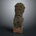Albert Einstein Bronze Bust Sculpture With Detailed Beard And Marble Base