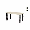 Light Wooden Dining Table With Black Curved Legs Modern Minimalist Design