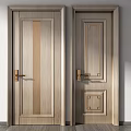 Modern Hinged Doors Featuring Elegant Decorative Panels And Crafted Details For Home 3d model