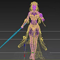 Elegant Fantasy Game Movie Character With Long White Hair Golden Outfit And Staff