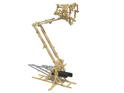 Wooden Table Lamp With Mechanical Arm Adjustable Structure And Stable Base Design 3d model
