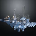 Daily Life Glassware Collection With Beakers Flasks Graduated Cylinders And Test Tubes