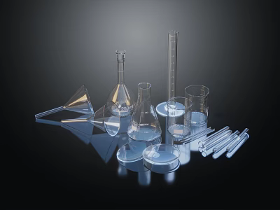 Daily Life Glassware Collection With Beakers Flasks Graduated Cylinders And Test Tubes 3d model
