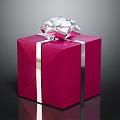 Elegant Red Gift Box With Silver Ribbon And Decorative Bow For Gifting 3d model