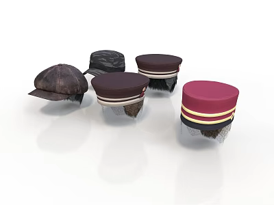 Various Stylish Hats For Daily Use With Different Colors And Decorative Bands 3d model