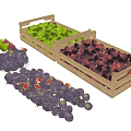 Fresh Figs in Wooden Crates with Green and Red Varieties and Scattered Fruits