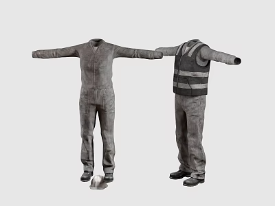 Work Overalls Work Vest Workers' Clothing Safety Helmet 3d model