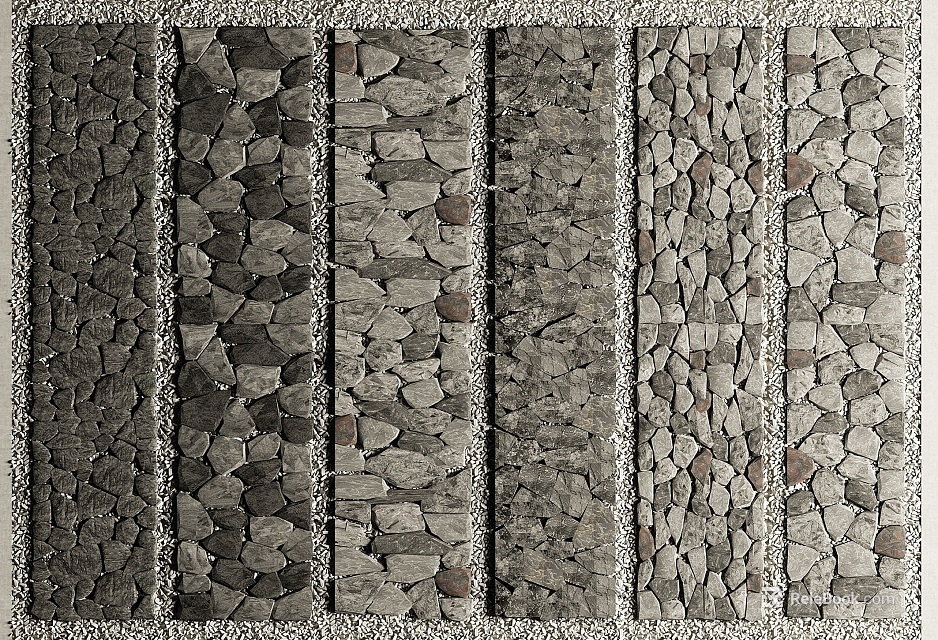 Natural Stone Stepping Stones With Various Textures For Outdoor Garden Path Design 3d model 