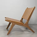 Modern Leisure Chair With Wooden Frame Brown Leather Upholstery And Minimalist Design