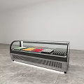 Modern Display Showcase Shelf With Curved Glass Door Colorful Items And Bottom Vents