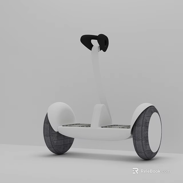 Modern White Black Self Balancing Scooter With Large Wheels And Ergonomic Handle 3d model 