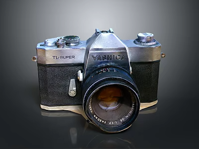 Yashica TL SUPER Vintage Electronic Camera With Retro Design And Mechanical Controls 3d model
