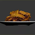 Crispy Golden Waffle Fries Perfectly Cooked Served on White Plate Appetizing Snack