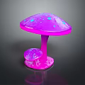 Purple Mushroom with Fluorescent Blue Spots and Small Base Mushroom in Decorative Plant