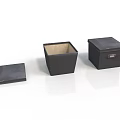 Open And Lidded Black Square Storage Boxes For Home Organizing Solutions 3d model