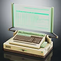 Vintage Computer Terminal With Green Screen Display And Retro Keyboard Design 3d model