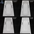 Different Models of White Bathtub with Various Dimensions and Size Specifications