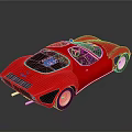 Vintage Red Ferrari Sports Car With Sleek Design Black Windows And White Wheels