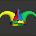 Colorful Jester Hat With Multi Colored Points And Golden Bells On Dark Background