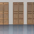 Three Golden Hinged Doors With Intricate Carved Patterns Classic Design 3d model