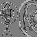 Ornamental Metal Sphere Sculpture with Intricate Ring Design and Decorative Base