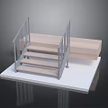 Modern Wooden Stairs With Metal Railings And Platform Step Design