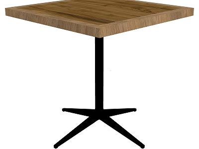 Square Wooden Desk With Black Tripod Star Shaped Base And Simple Design 3d model