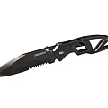 Tactical Combat Knife With Serrated Blade Black Handle And Ergonomic Grip Design