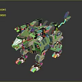 Green Mechanical Lion Lego Model With Black Equipment Red Purple Details And Yellow Paws