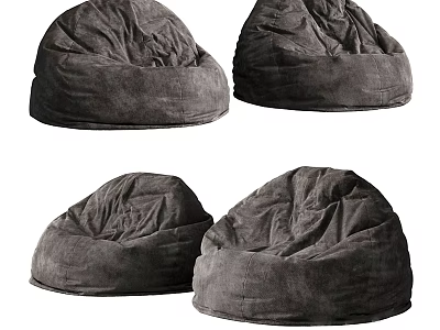 Grey Velvet Bean Bag Chairs Soft Plush Comfortable Lounge Seating for Living Room 3d model