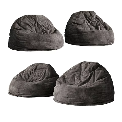 Grey Velvet Bean Bag Chairs Soft Plush Comfortable Lounge Seating for Living Room 3d model
