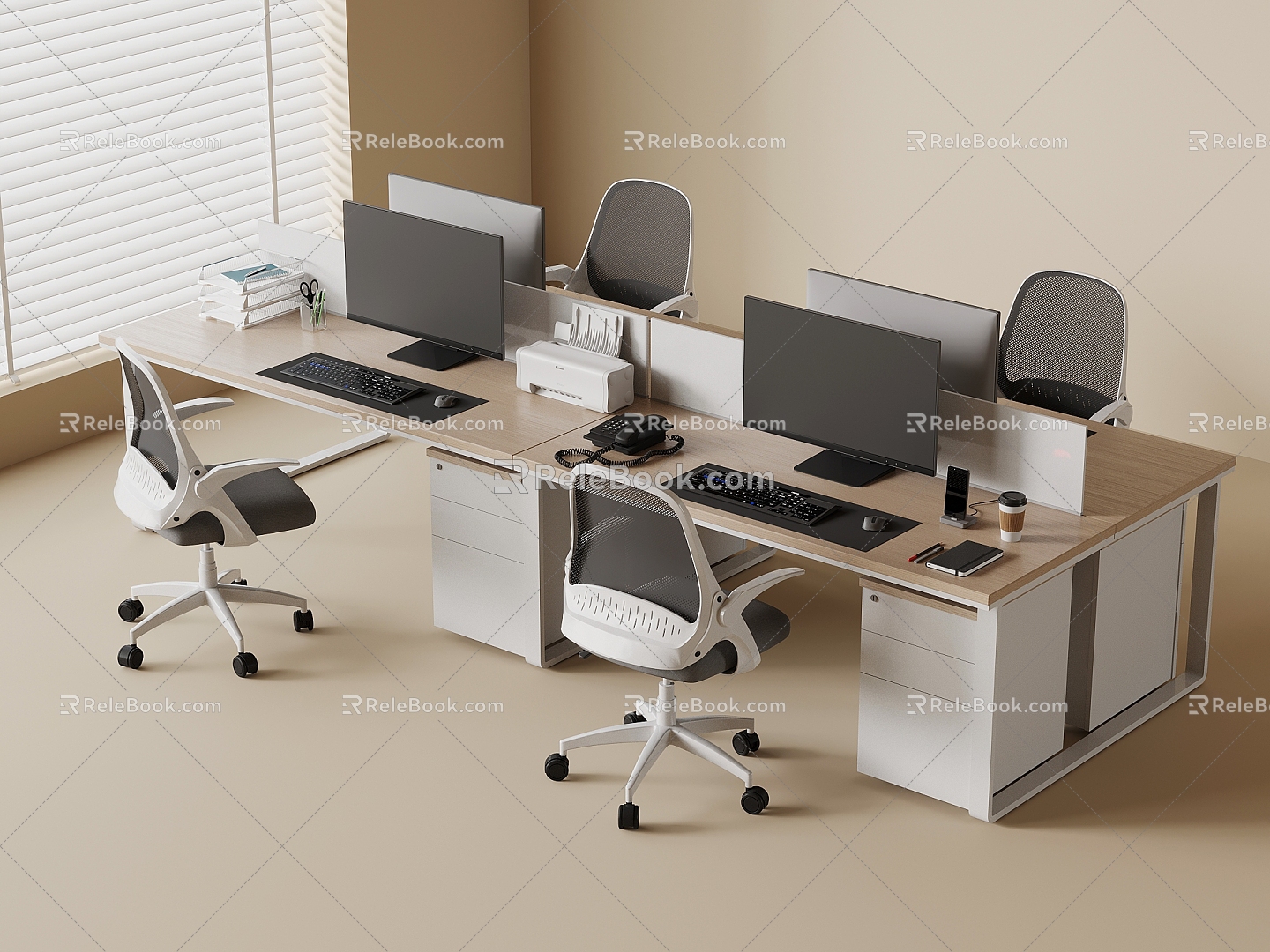 17 Desk Modern Company Desk Station 3d model