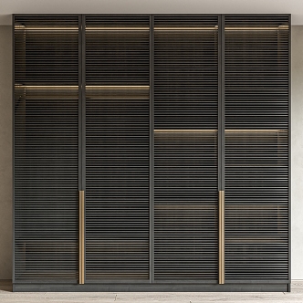 Modern Wardrobe Rattan Wardrobe Grille Door Wardrobe 3d model