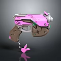 Pink And Gray Pistol With ROX Lettering Brown Grip And Rabbit Charm