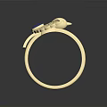 Elegant Gold Ring With Intricate Wing Design And Blue Gemstone Accent 3d model