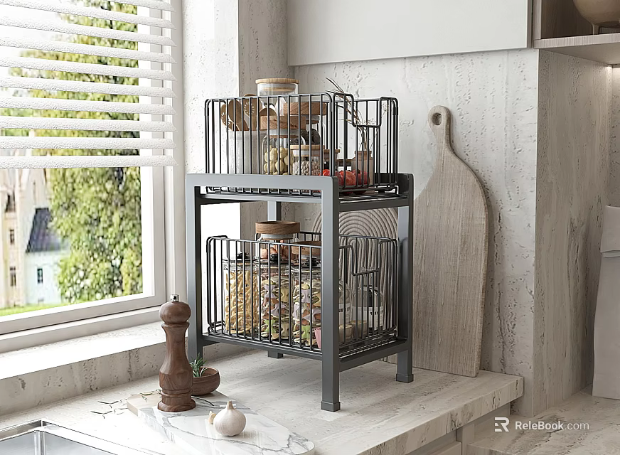 Modern Bathroom Cabinet Rack With Multi Tier Metal Storage For Toiletries On Counter 3d model 
