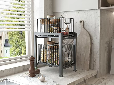 Modern Bathroom Cabinet Rack With Multi Tier Metal Storage For Toiletries On Counter 3d model