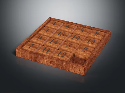 Wooden Number Puzzle With Digits 0 to 15 and Wooden Block Brain Teaser 3d model