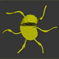 3D Rendered Biological Microorganism Model With Pink Core And Green Appendages On Black Surface