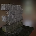 Building Exterior Wall Constructed with Stacked Rough Stone Blocks and Metal Ladder Leaning