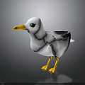 3D Rendered White Seagull Standing with Yellow Beak Yellow Feet and Black Wing Feathers