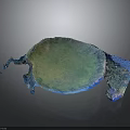 Modern Abstract Sculpture With Vibrant Green Blue Gradient Textured Surface And Irregular Shape