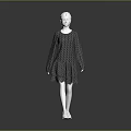 Women's Long Sleeve Knitted Dress with Textured Pattern and Flared Hem Design